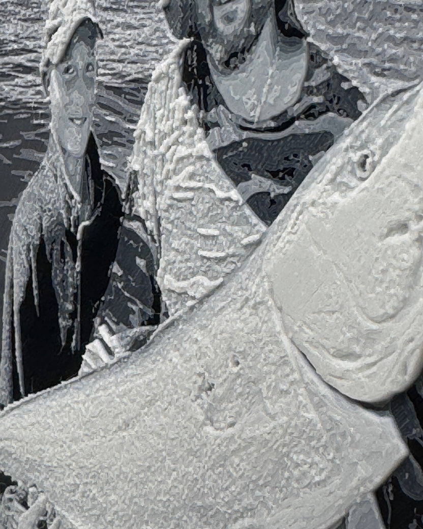 Close-up of a textured surface with patterns and shapes