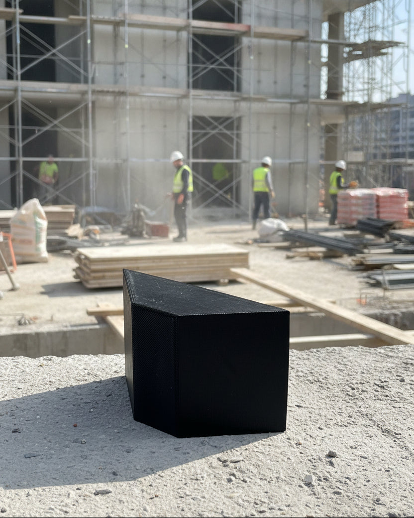 Black geometric cube on a light gray background