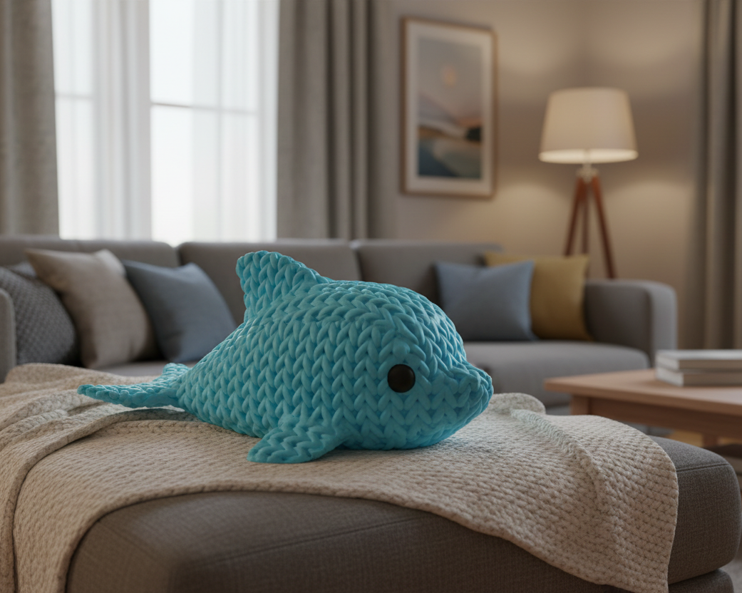 Blue textured toy shark on a light gray background