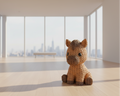 Crocheted horse toy on a light gray background